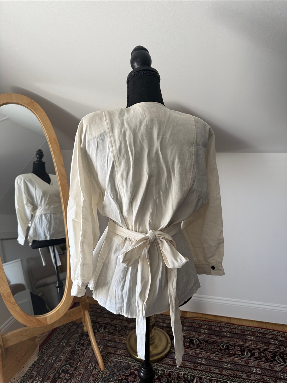 ba&sh Lady Wrap Blouse Ecru Cream Long Sleeve Size Small - Picture 4 of 13